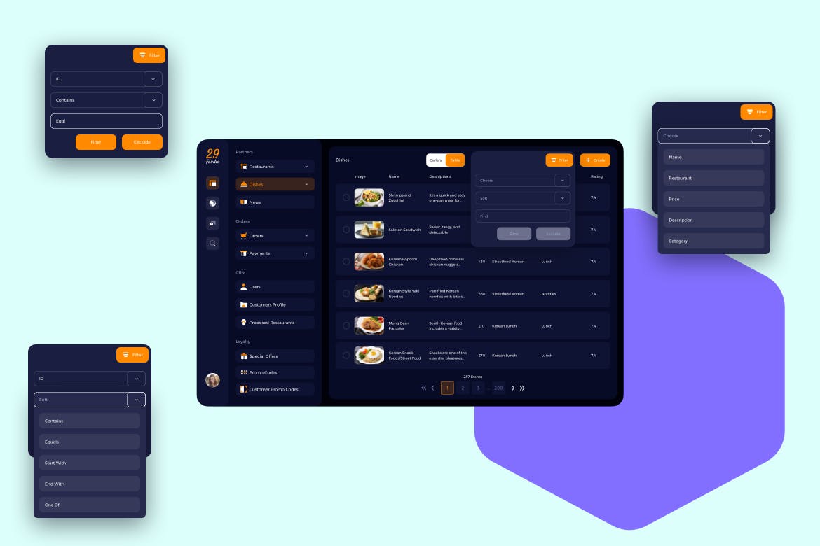 美食主题网站/平台菜谱菜单管理界面UI设计模板 29Foodie Food Admin Dishes Ui – FP插图(2)