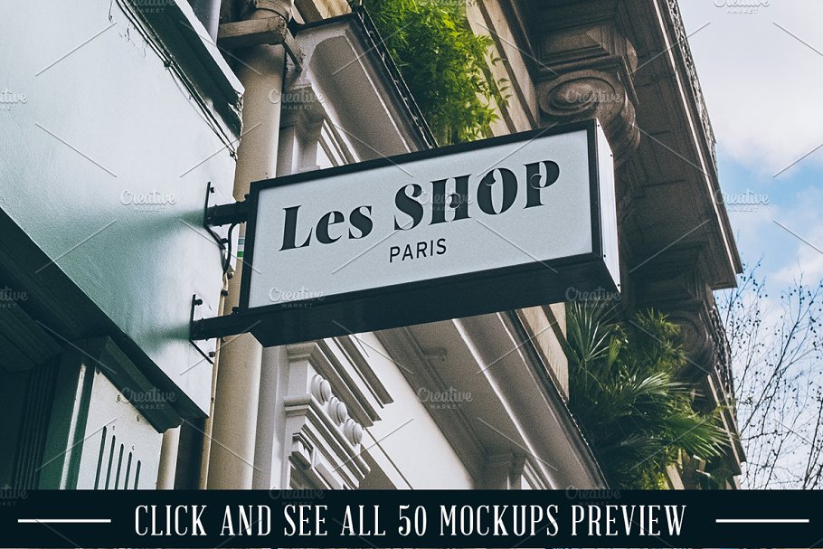 50款真实街景店招Logo样机 50 Signs mockups插图(4)