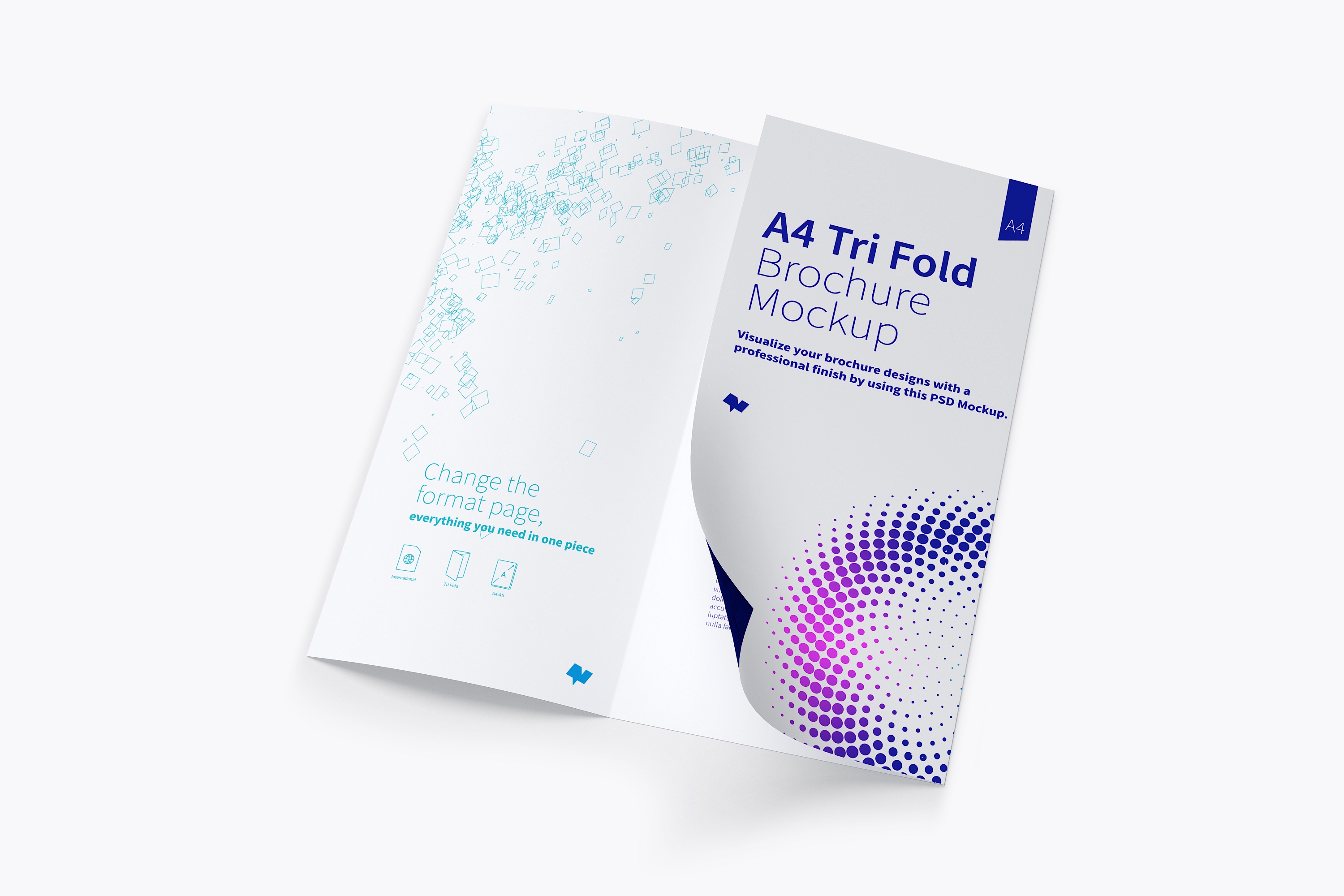 A4尺寸三折页设计传单/小册子设计样机04 A4 Trifold Brochure Mockup 04插图(1)