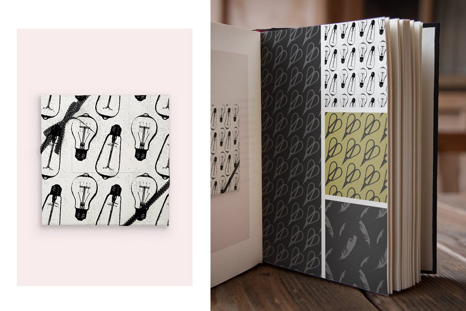 复古无缝羽毛图案 Vintage Illo Seamless Patterns插图(4)