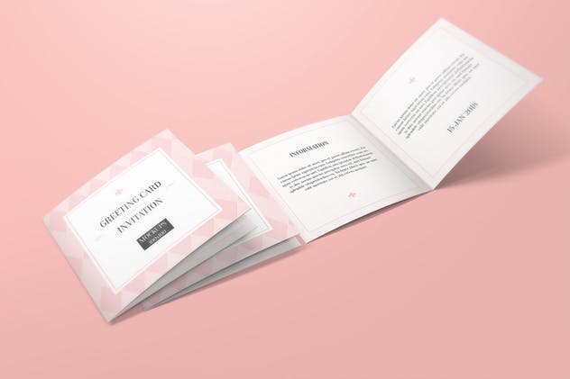 方形庆典贺卡/邀请函样机 Square Greeting Card / Invitation Mockups插图(2)