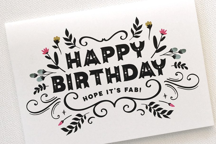 装饰英文字体+超过200手绘花卉装饰图形元素 Ciao Amore Decorative Font Kit插图(15)