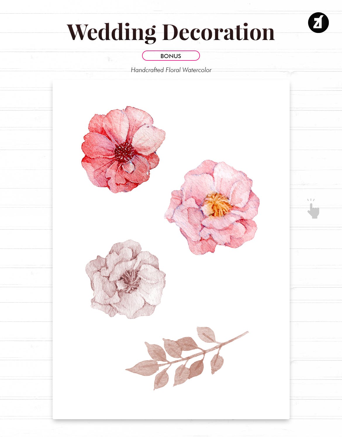 手绘水彩花卉婚礼请柬设计模板 Floral Hand-drawn Watercolor Wedding Invitation插图(3)