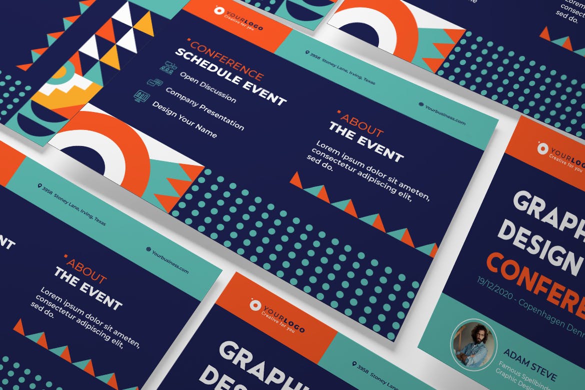 活动&会议主题A5尺寸横版商务传单模板 Event Conference A5 Business Flyer Template插图(1)