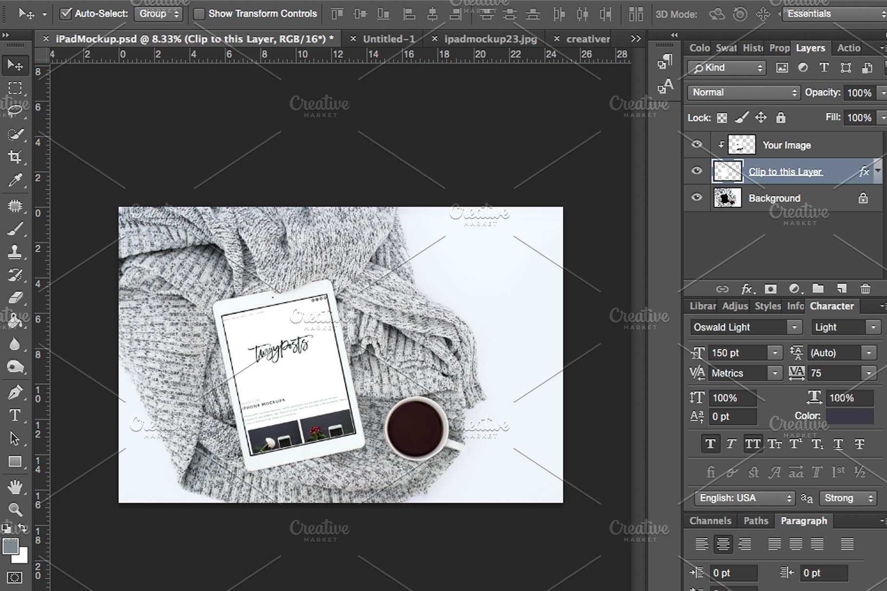 极简主义iPad样机 Stock Photo | Tablet PSD Mockup插图(1)