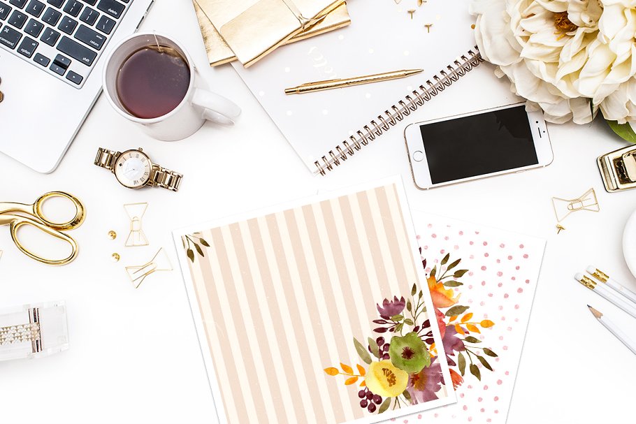 花卉&卡片水彩剪贴画 Flowers and cards插图(5)