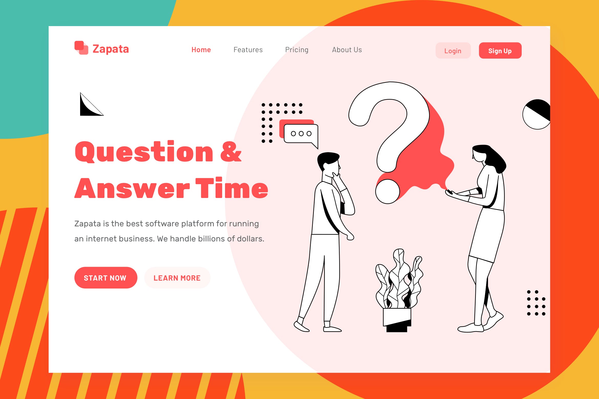 FAQ主题网站设计简笔画矢量插画设计素材 Zapata – FAQ Header插图