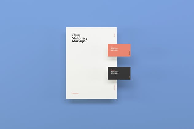 办公文具悬浮叠加样机模板 Flying Stationery Mockups插图(2)