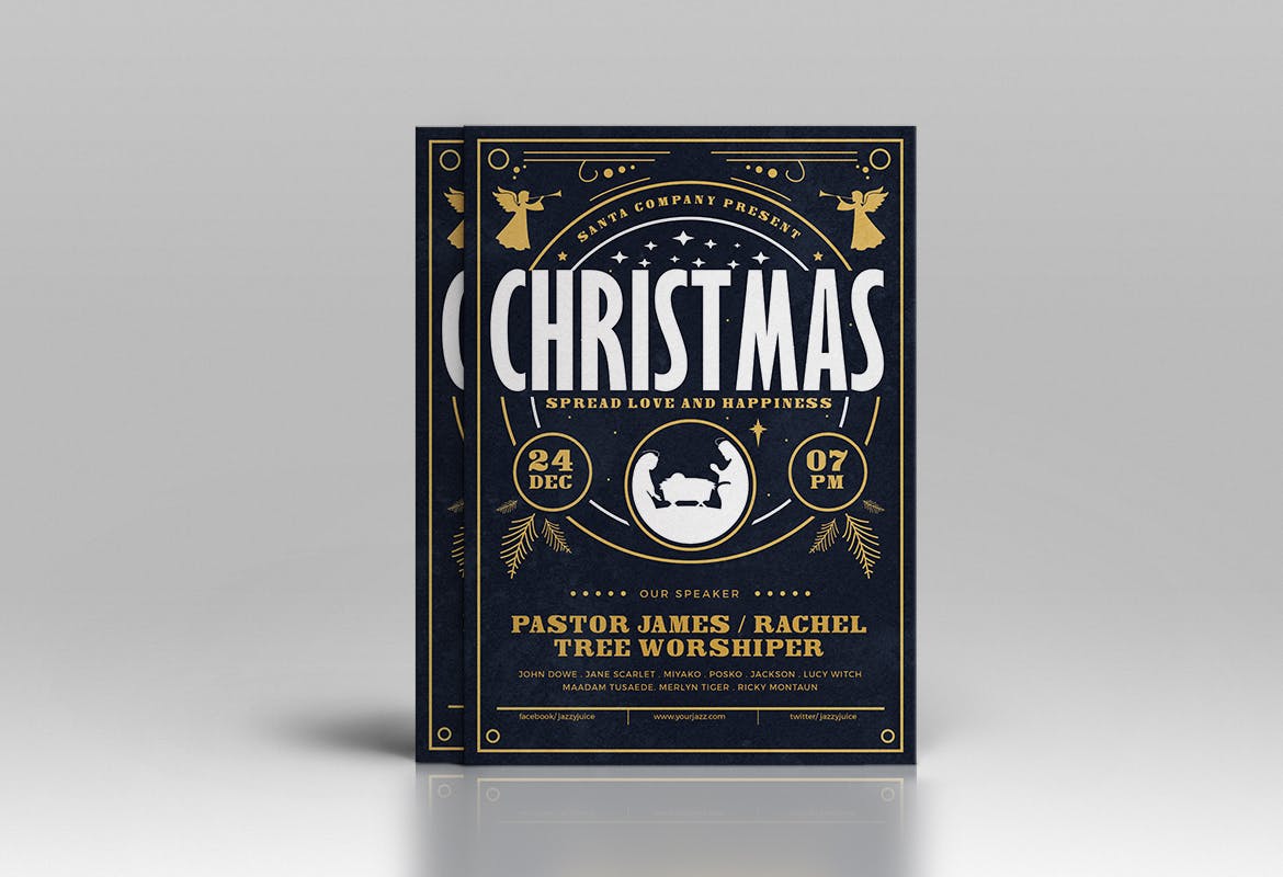 圣诞节庆祝晚宴聚会海报传单模板 Christmas Party Flyer插图(3)