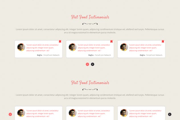 扁平风格食品/餐馆/咖啡品牌网站UI模板 Flat Food – Food, Restaurant, Cafe UI Kit插图(4)