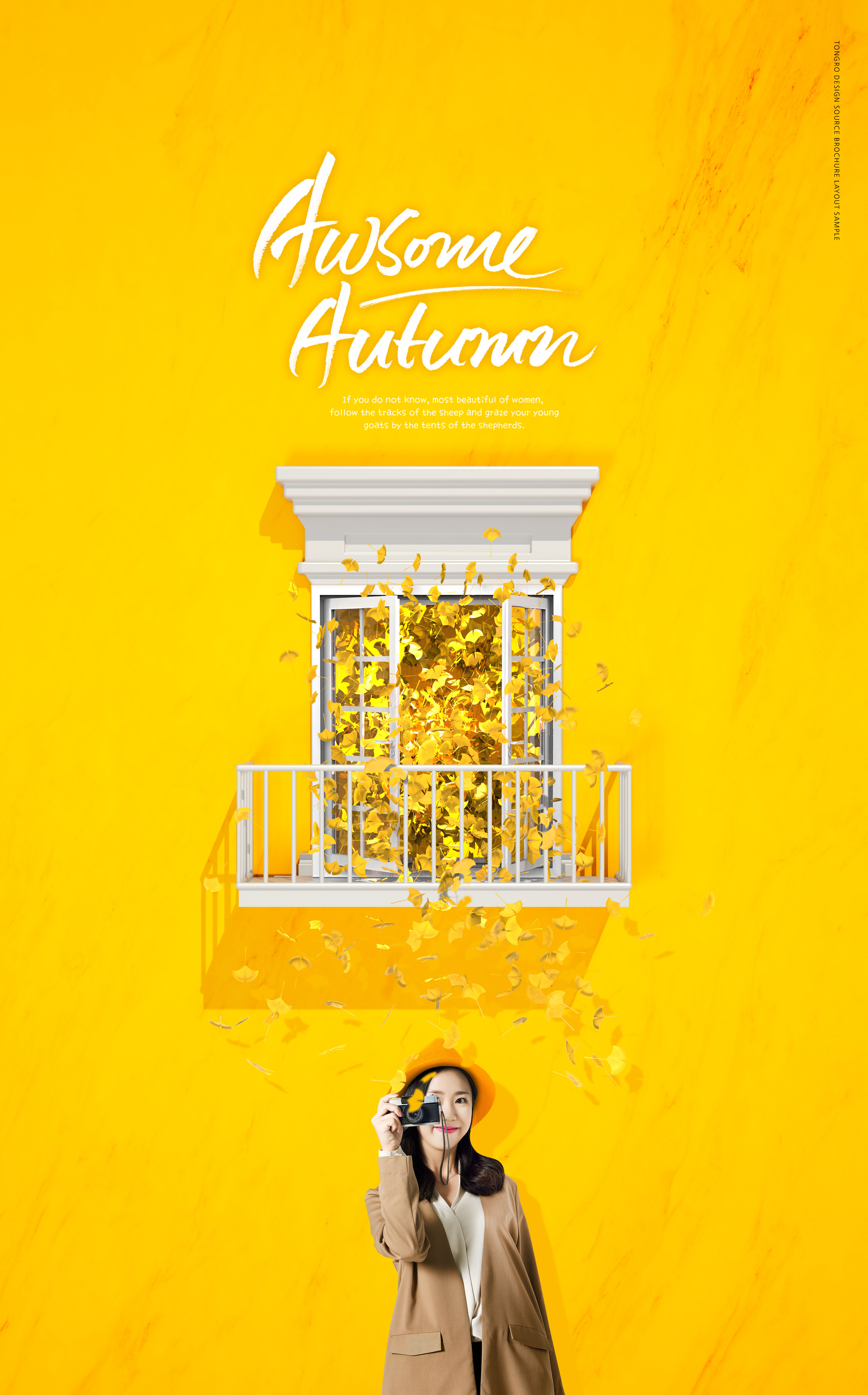 金色秋天旅行相关主题海报psd素材插图