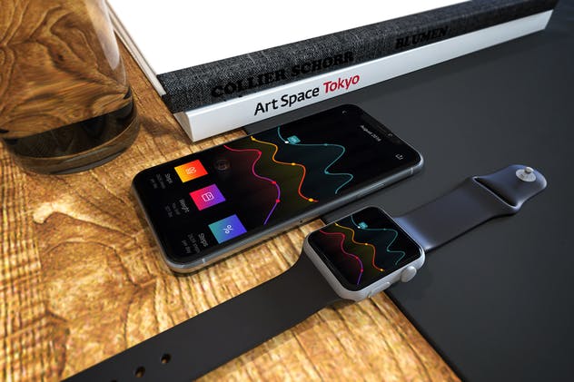 Apple智能手表&iPhone Xs手机样机模板 Apple Watch & iPhone XS插图(1)