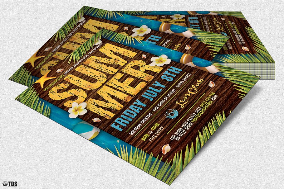 夏季热带主题聚会活动宣传单PSD模板V3 Summertime Flyer PSD V3插图(3)