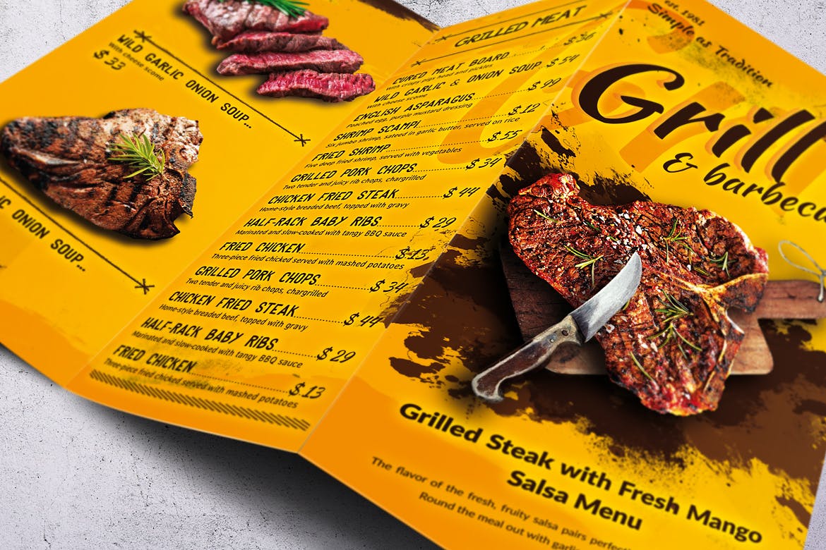 BBQ西式烧烤菜单设计模板 BBQ Vintage Food Menu Bundle插图(7)