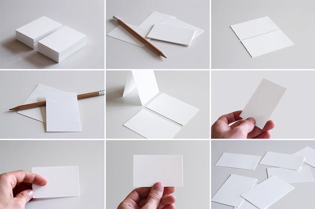 欧盟规格企业名片样机模板 Realistic Business Card Mockups for EU Size插图(1)