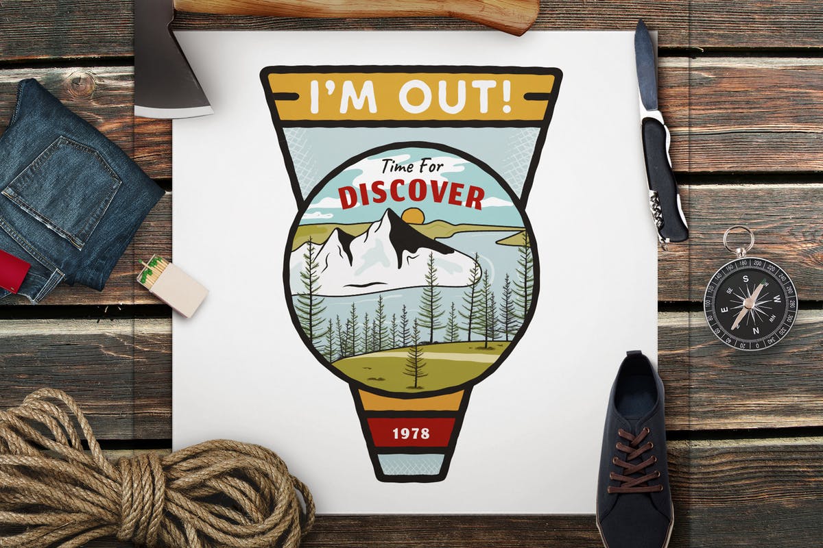 复古风格户外运动Logo模板v1 Retro Travel Logo / Vintage Camp Emblem / Patch插图