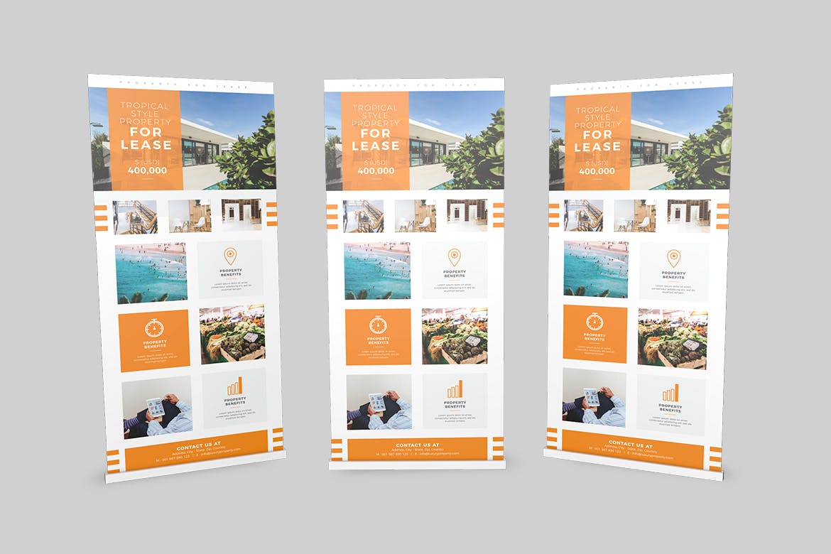 易拉宝Banner平面广告设计模板 Roll Banner Properties插图