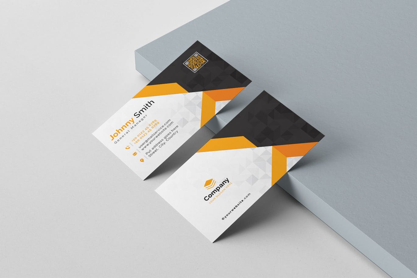 几何图形背景企业素材库精选名片模板 Business Card插图(2)