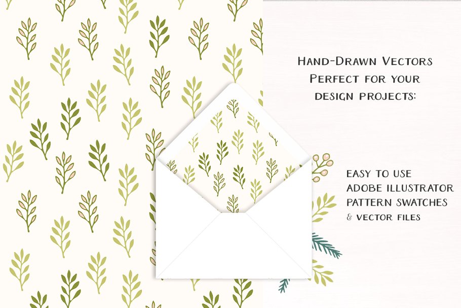 冬天圣诞节节日主题花卉图案纹理 Winter Flowers Christmas Patterns插图(1)