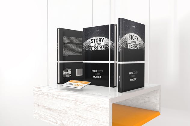 精装图书展柜样机模板 Hardcover Book With Price Tag Mockups插图(4)