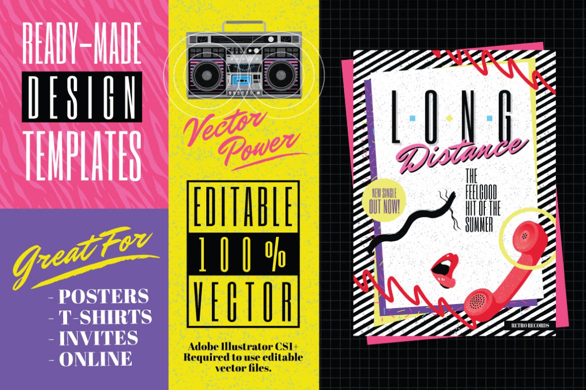 复刻1980年设计风格海报设计模板合集 1980s Poster Templates插图(1)