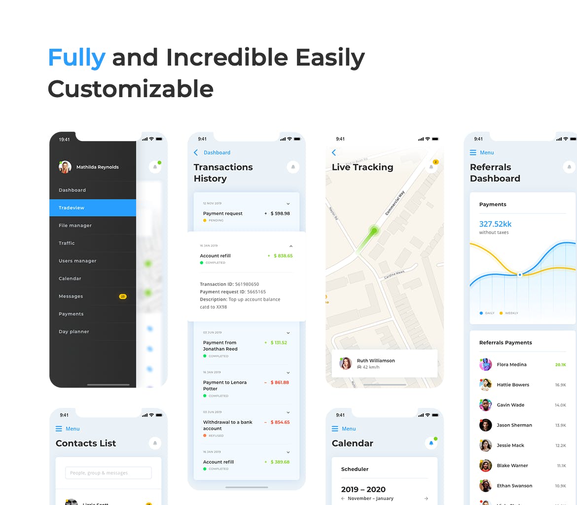 多用途APP应用数据统计分析后台UI设计套件 Mobile App Dashboard – HIX Multi-Format UI KIT插图(4)