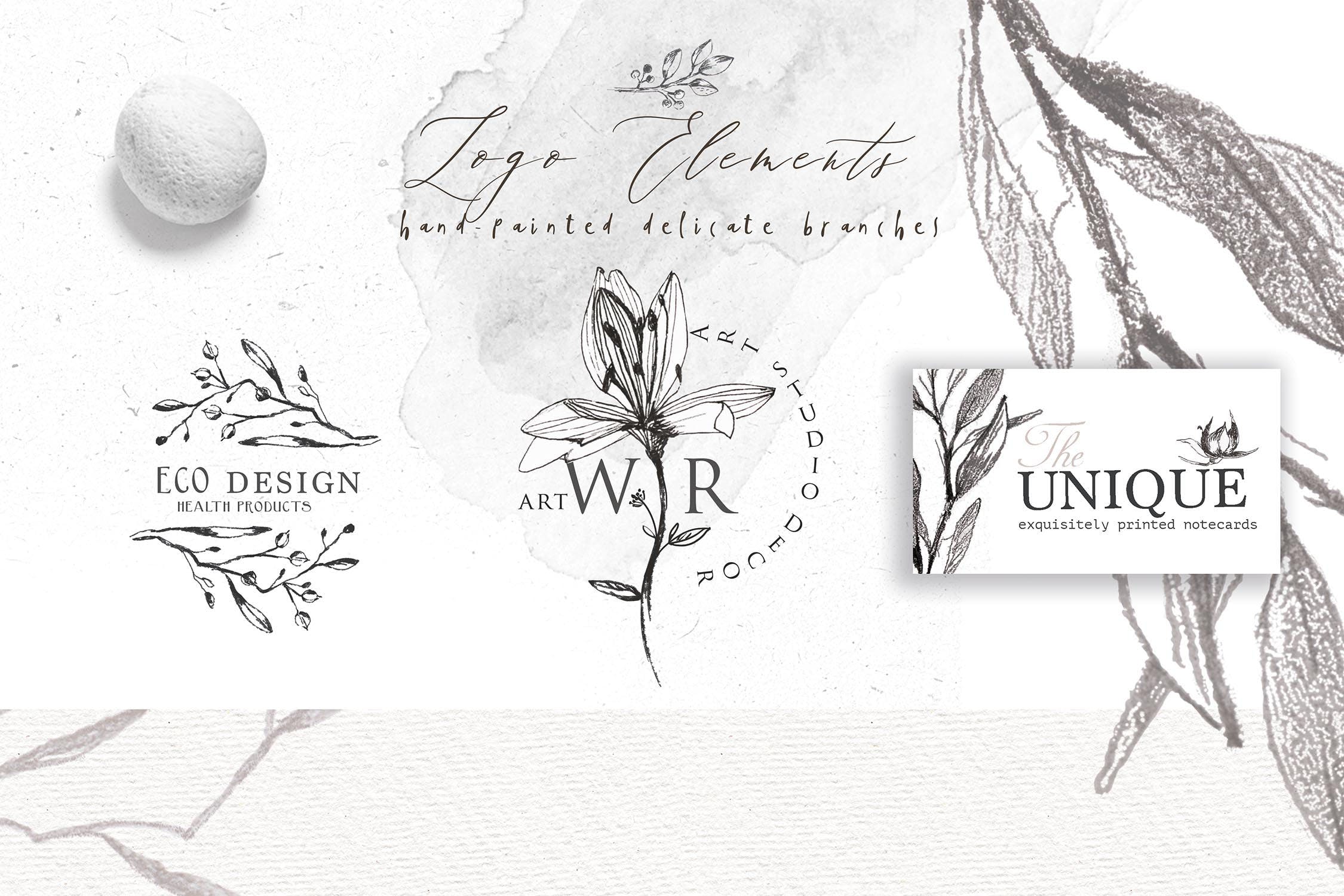 优雅风格植物Logo标志元素设计素材v3 BOTANICAL LOGO ELEMENTS vol.3插图(2)