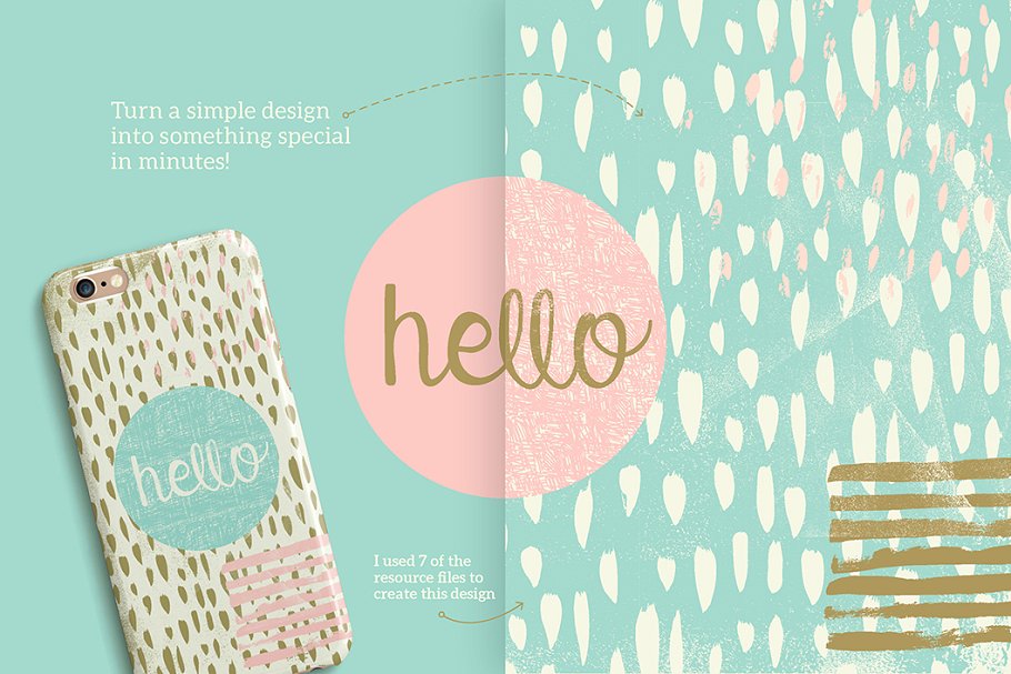 泡沫辊墨印&手绘图案纹理合集 Tasty Texture Pack插图(2)