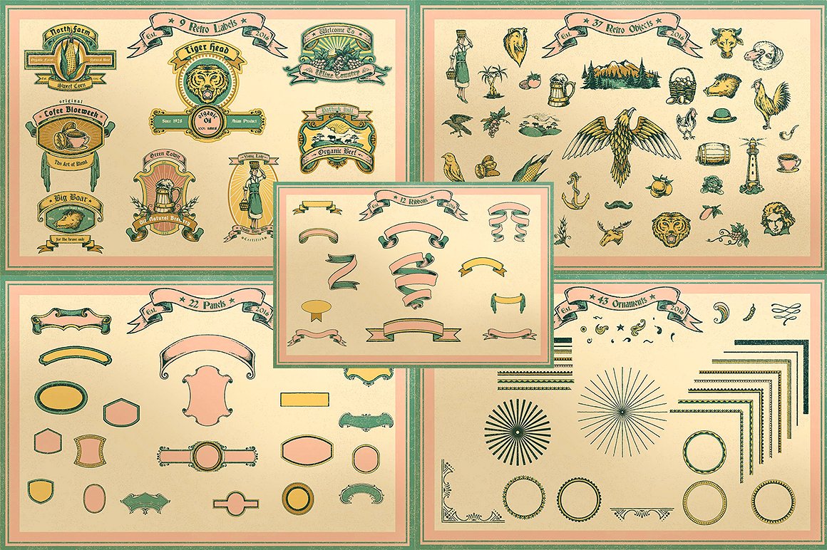 素材库下午茶：高品质的600+复古风格矢量logo标志标签大集合插图(5)