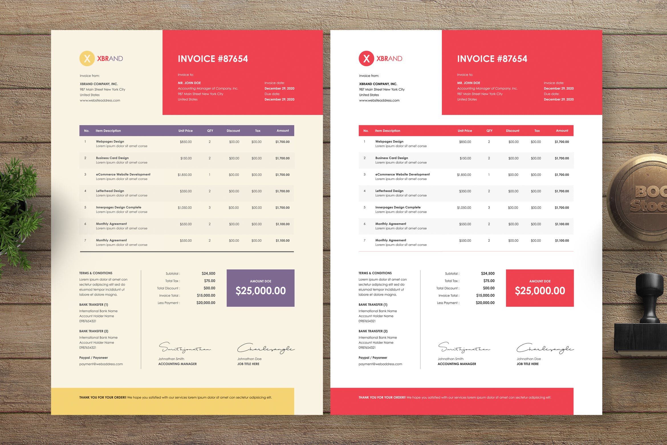 企业发票/购物单据版式设计模板v30 Invoice Template 30插图