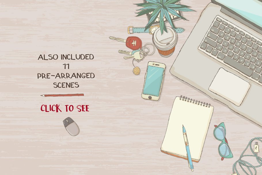 超级巨无霸场景手绘设计素材包 Illustrated Hero Image Scene Creator插图(4)