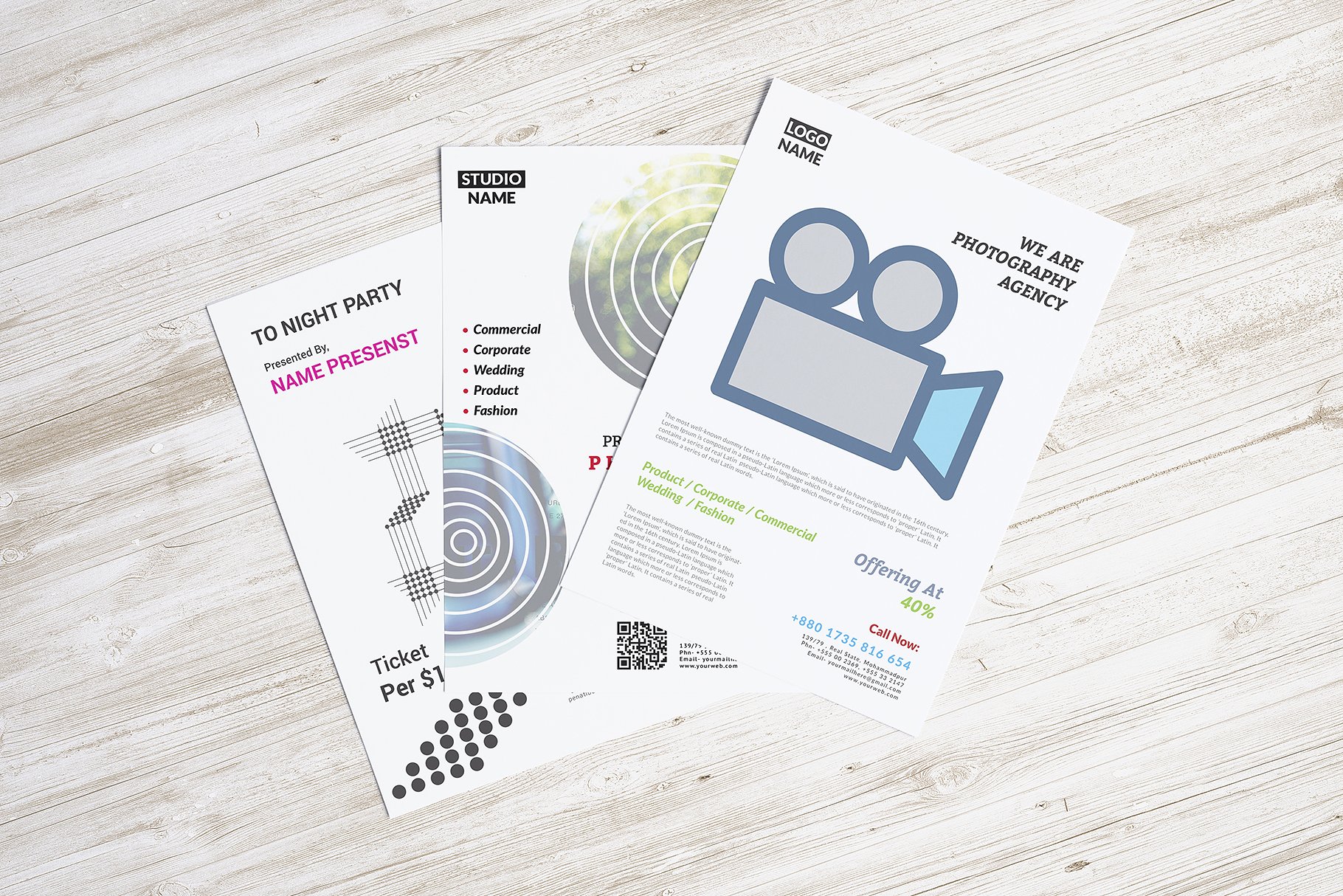信笺，传单，海报样机模板合集 Letterhead, Flyer, Poster mockup v.1插图(1)