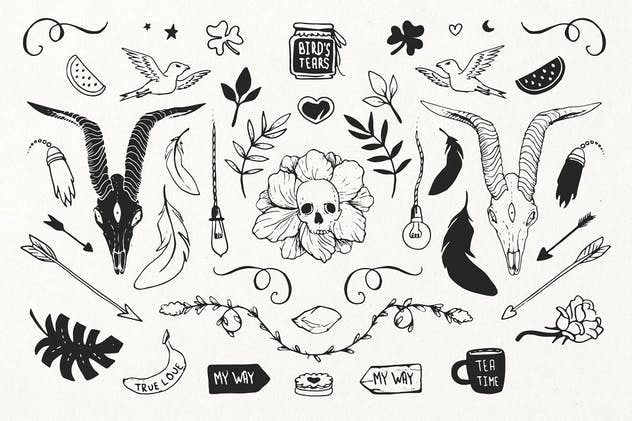 手绘装饰设计元素工具包[手绘图案+水彩样式+图形] The Hip Decorative Toolkit插图(1)