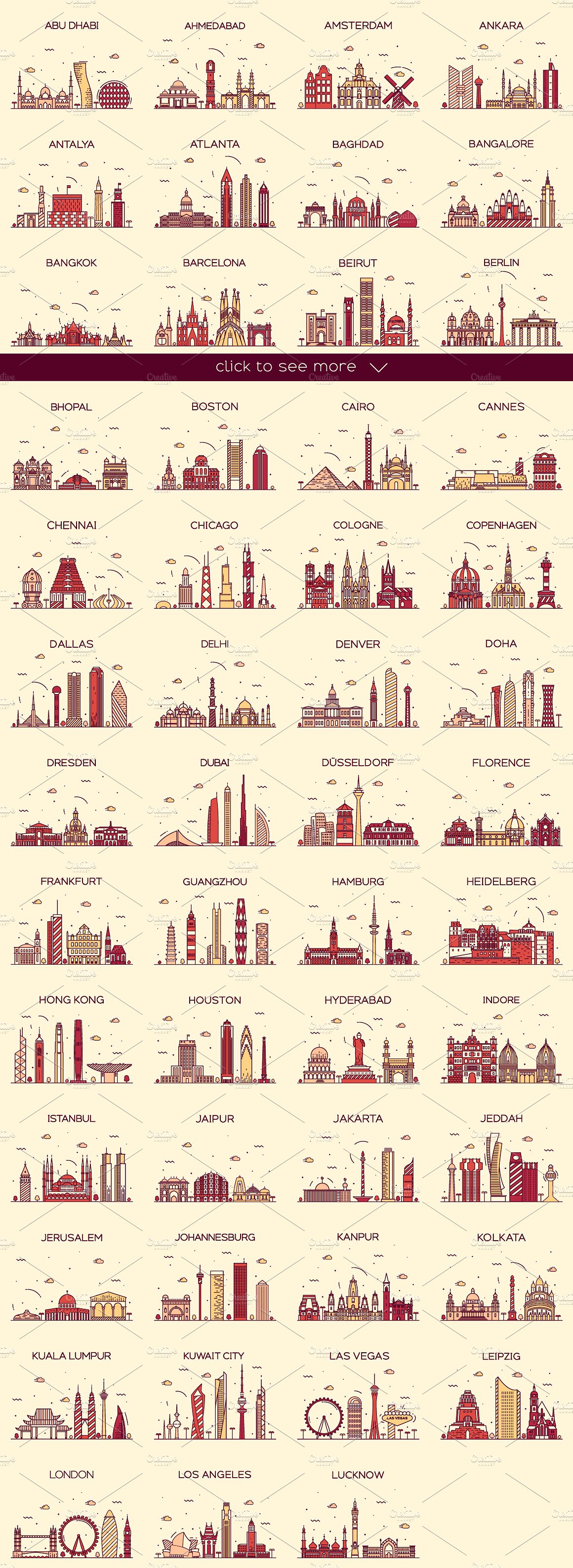 101款世界各国标志建筑矢量素材打包下载[ai,eps,png,jpg]插图(2)