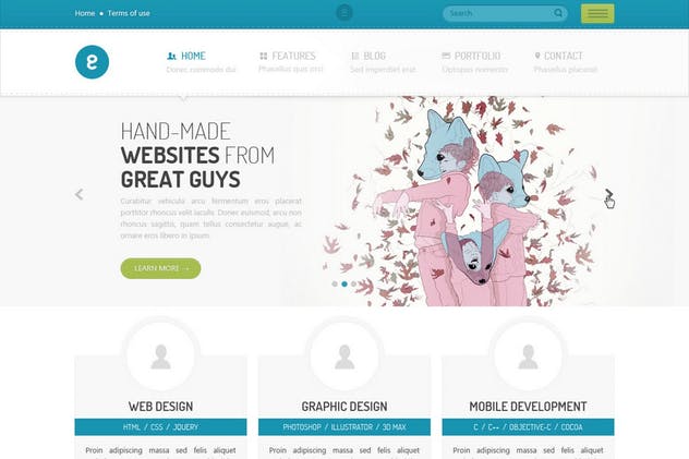 初创公司/创意机构官网设计PSD网站模板 Nameless – Creative Agency PSD Template插图(1)