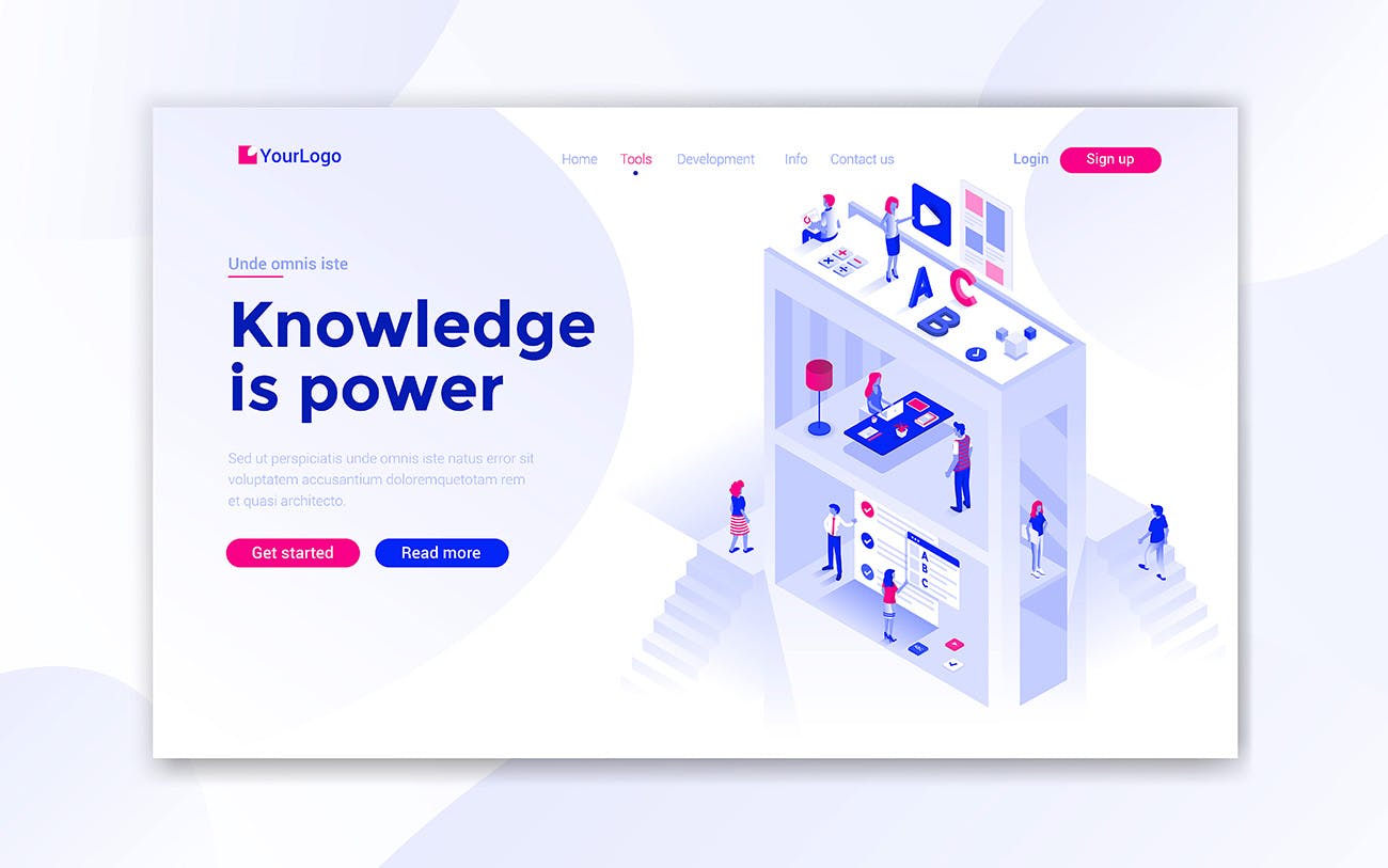 现代信息科技概念插画网站着陆页设计模板大合集 Landing page template on various topics插图(2)
