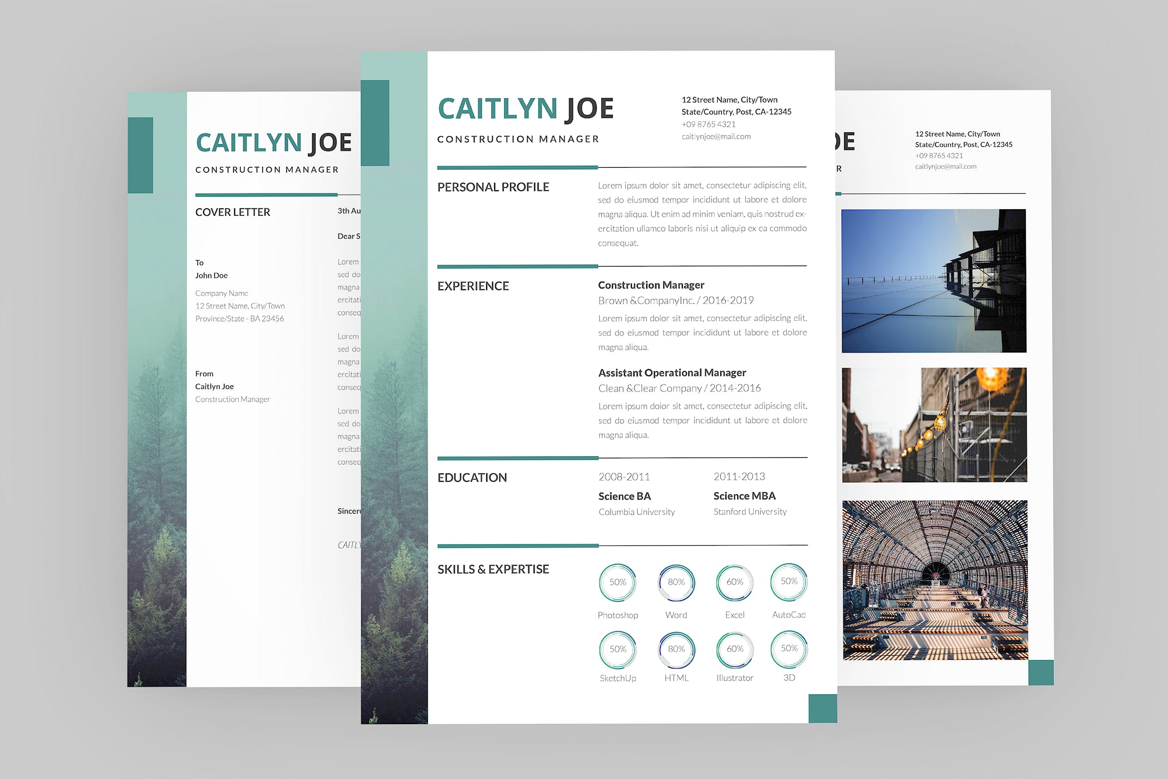 建筑设计师个人简历模板下载 Constructive Resume Designer插图