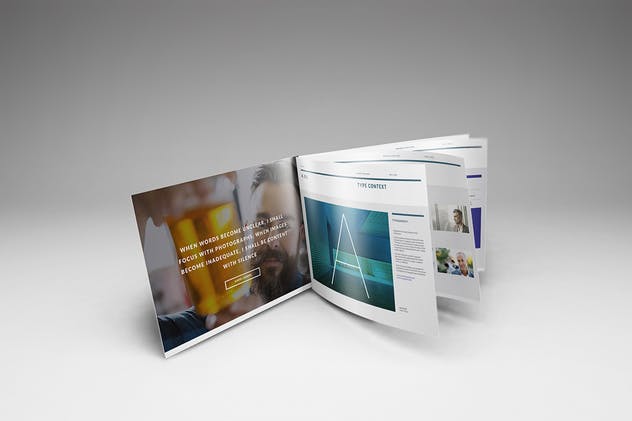 A4横向摄影画册宣传册样机 A4 Landscape Brochure Mockups插图(3)