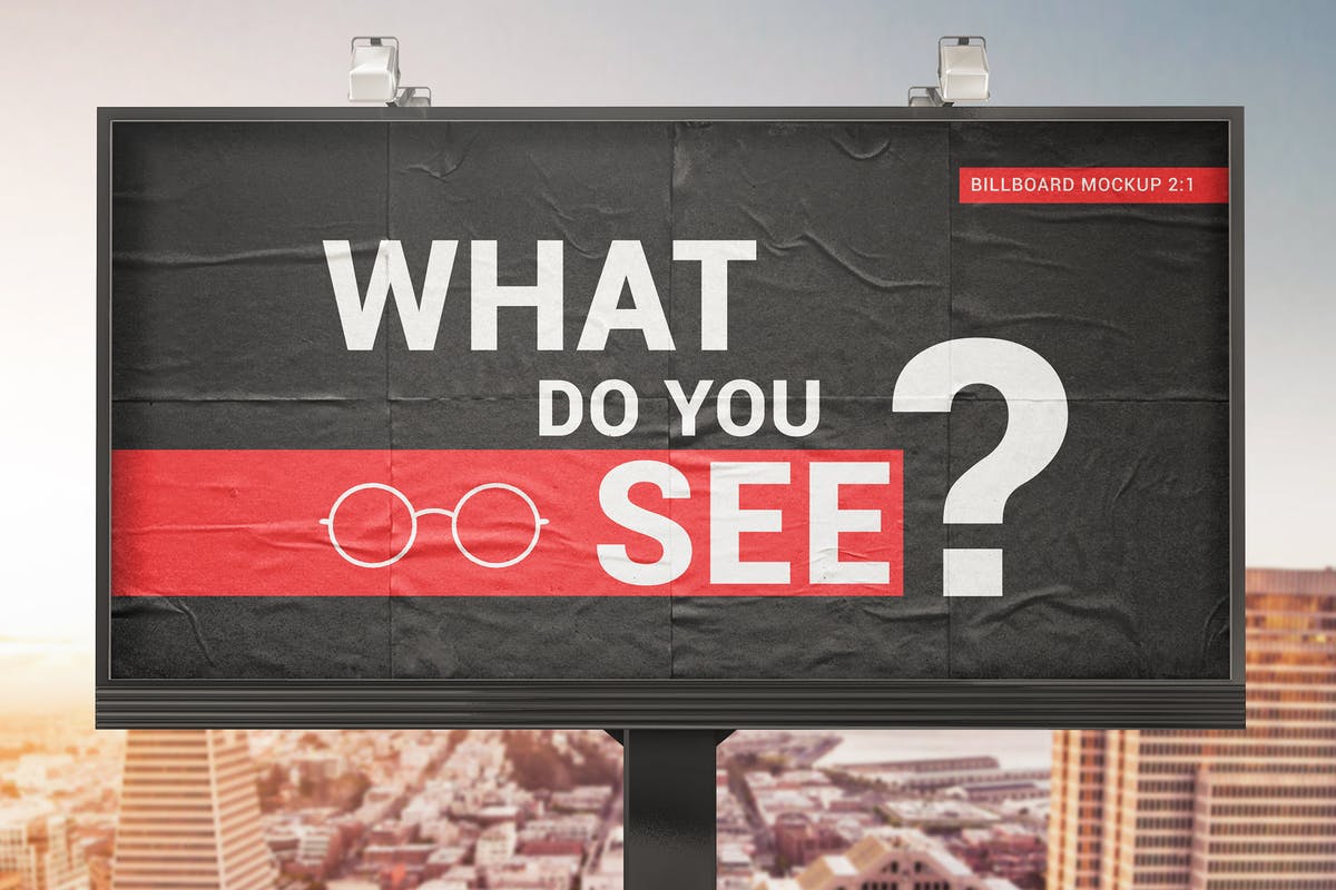 胶合纸效果广告牌样机 Billboard With Glued Paper Effect Mockups插图