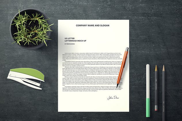 简约风格美式信头信纸版式设计样机素材库精选 US Letter Letterhead Mock-Up插图(2)
