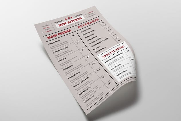 超简约餐厅菜单文字排版设计模板 Flat Menu Resto插图(3)