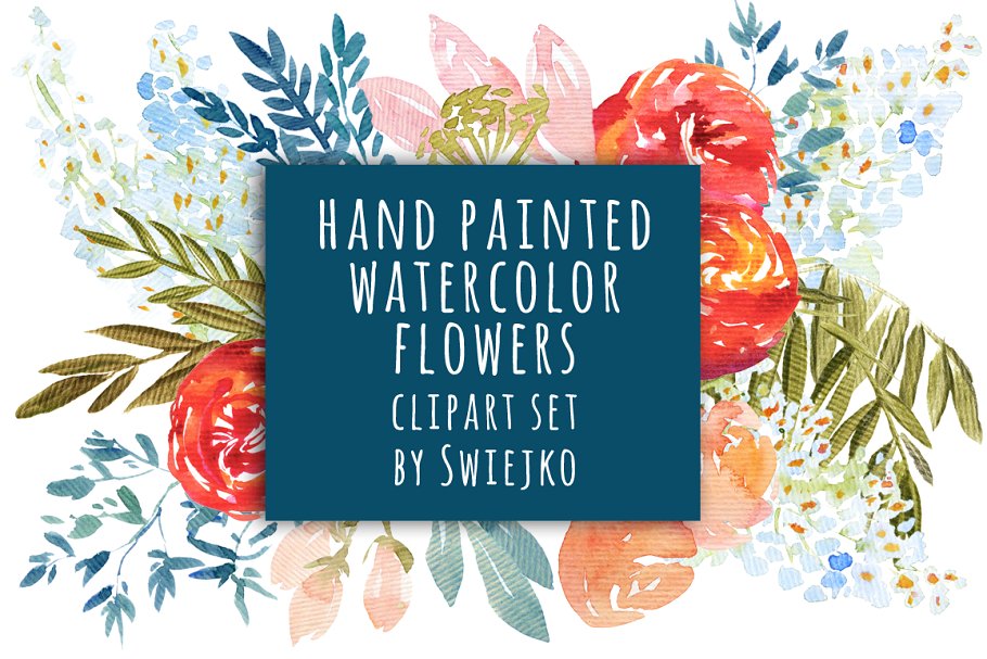 婚礼手绘水彩插画艺术套装插图