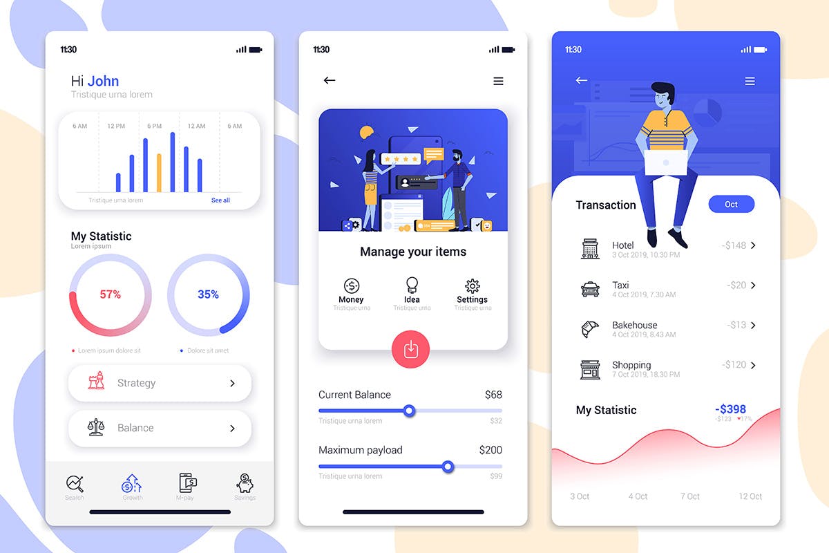15款金融主题APP应用屏幕界面设计模板 15 Finance app Screens插图(7)