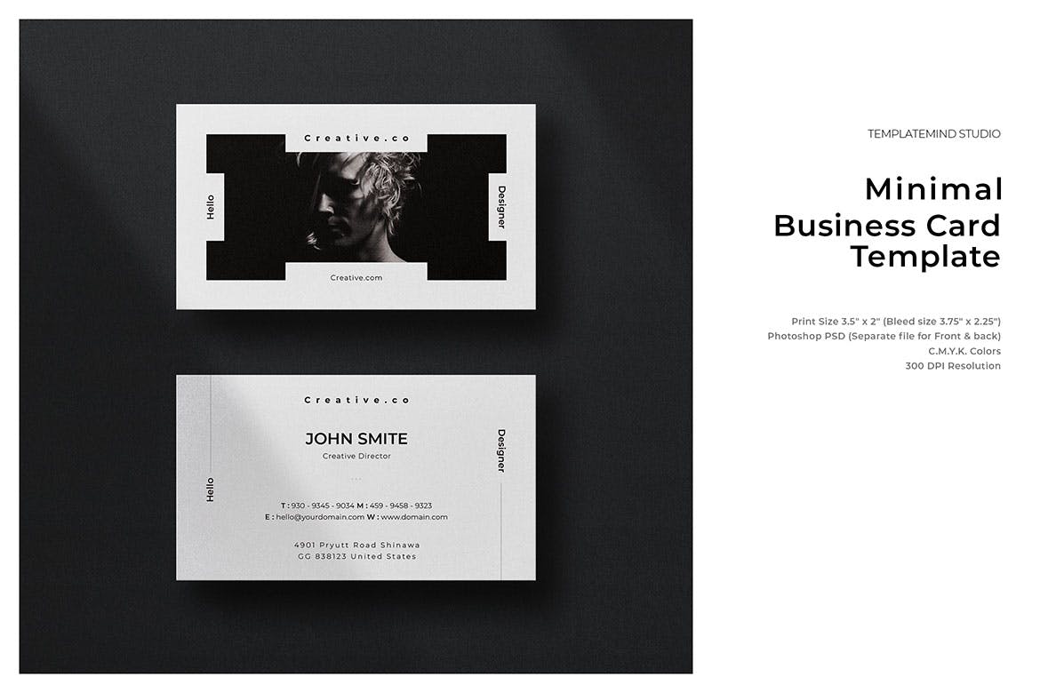 极简设计风格设计师素材库精选名片模板v13 Minimal Business Card – Vol.13插图(1)