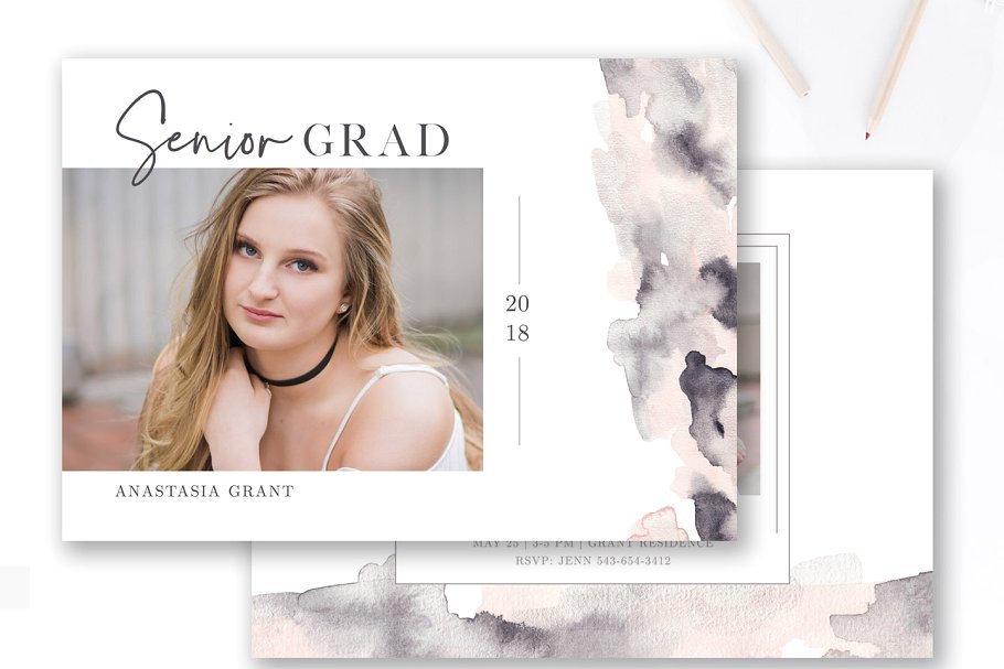 高年级毕业通知卡片模板 Card Template Bundle插图(5)