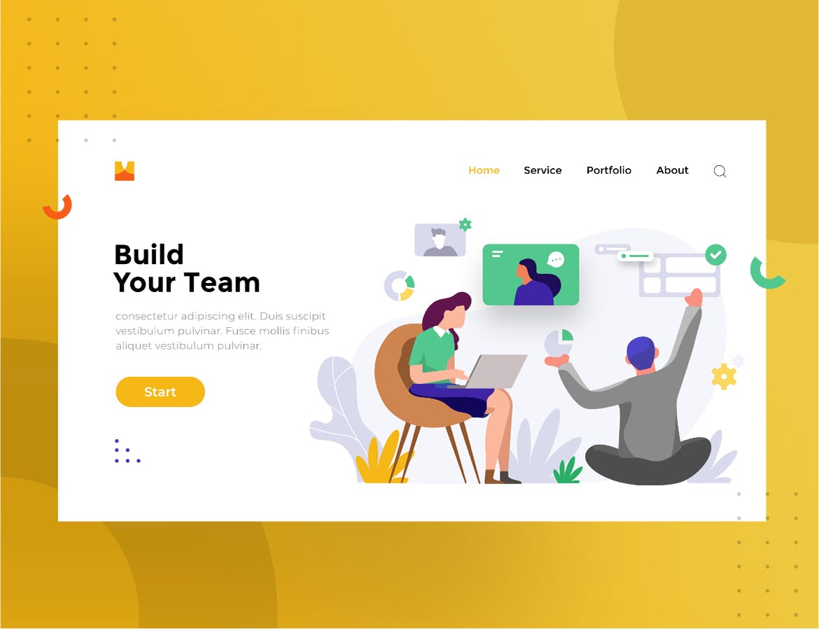 团队协作主题网站设计素材库精选概念插画 Team work illustration for website 1.6插图(1)