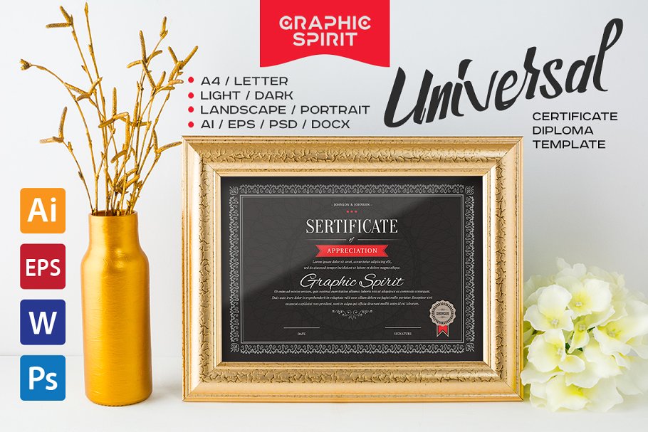 可编辑品牌授权认证证书模板 Editable Certificate Template插图(1)