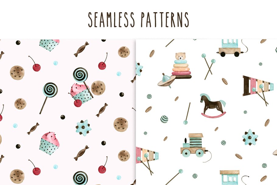 婴儿儿童主题水彩剪贴画 Watercolor Baby Dreams插图(6)