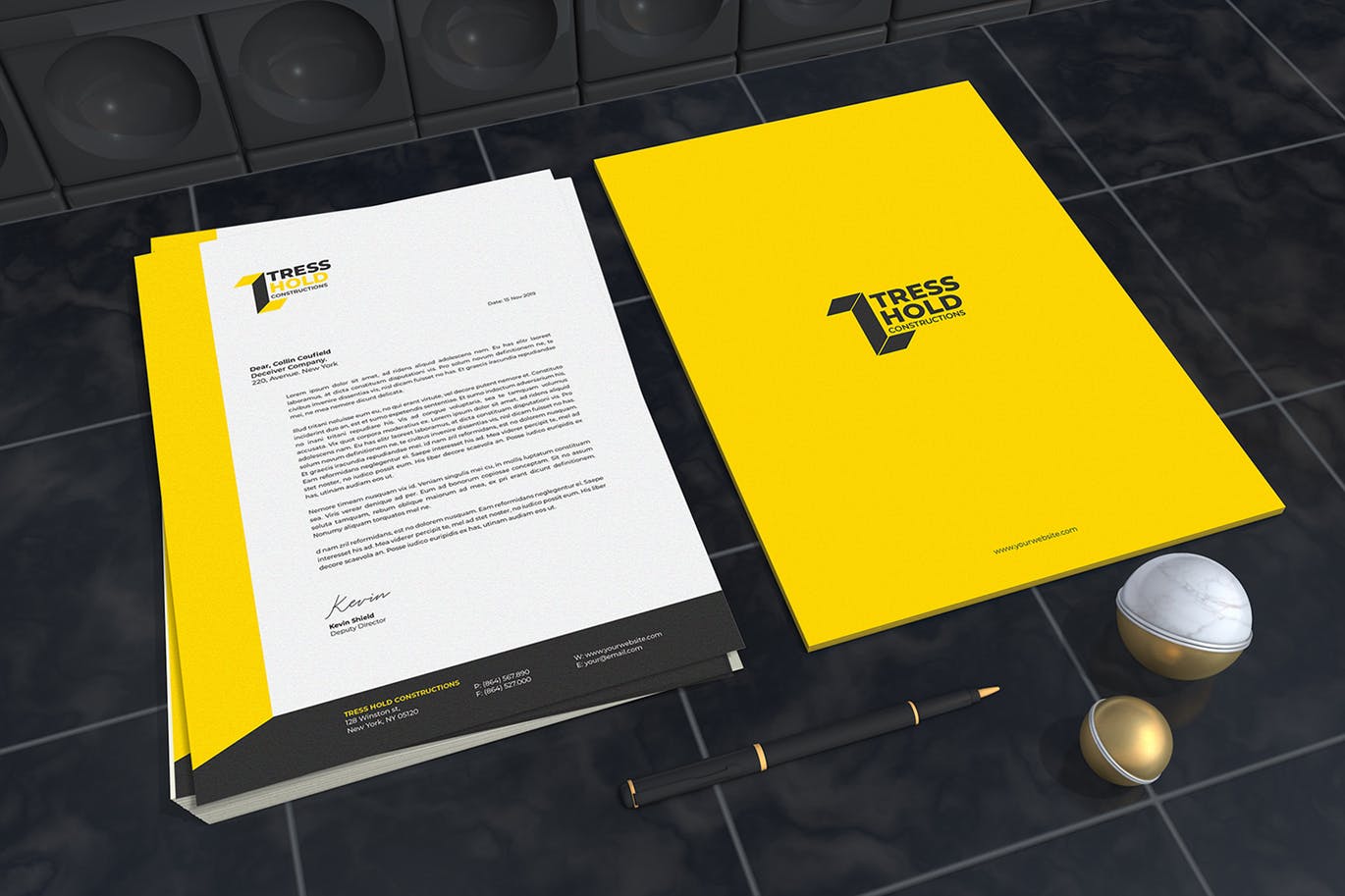 企业VI形象设计办公用品设计套装 Tress Hold Construction Corporate Identity插图(4)