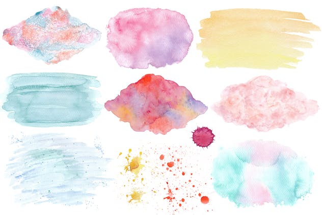 明亮色彩设计风格手绘水彩纹理套装 Bright watercolor textures pack插图(2)